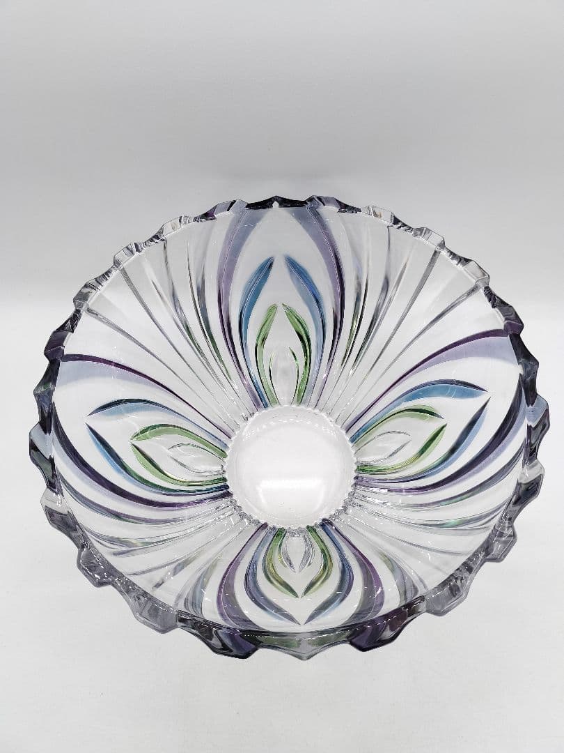 c681 平水指 ガラス 彩風紋 一文字塗蓋付 茶道具 古物 水指 蓋」の