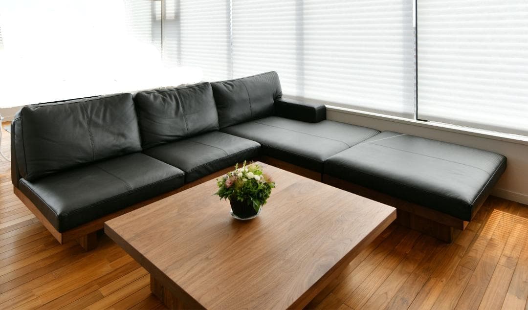 マスターウォール　ソファ４点セット　③オットマン9092（本革＋天然木）