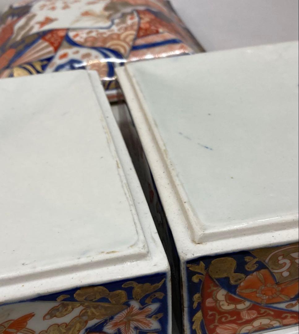 B330s 伊万里焼錦扇面図 二段重箱 食器 江戸・明治時代 有田焼