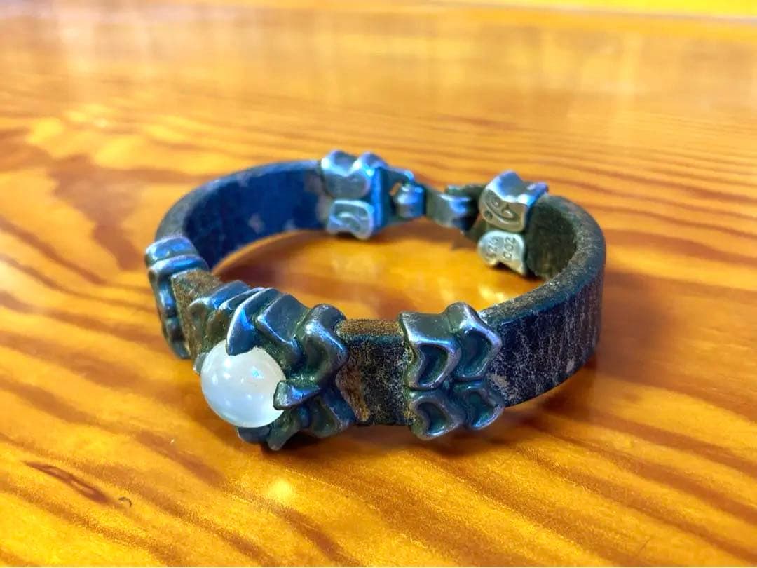 ナグァール nagual ヴィンテージ ムーンストーン レザーブレスレット