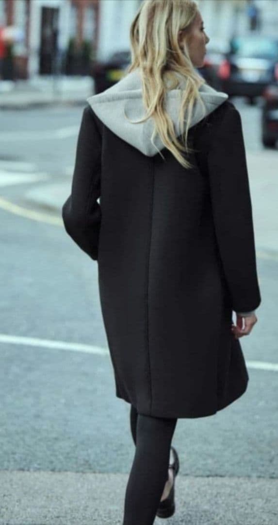 極美品 ZARA チェスターコート デタッチャブルフード コントラスト