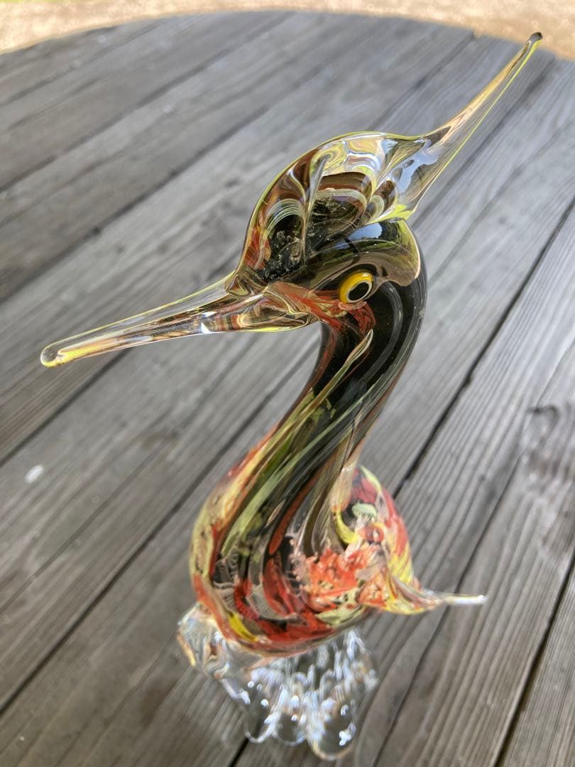 幸運】ガラスアンティーク 孔雀 彫刻 インテリア