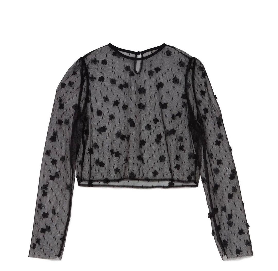 LEJA フラワーモチーフアシンメトリーチュールマーメイドワンピースドレス