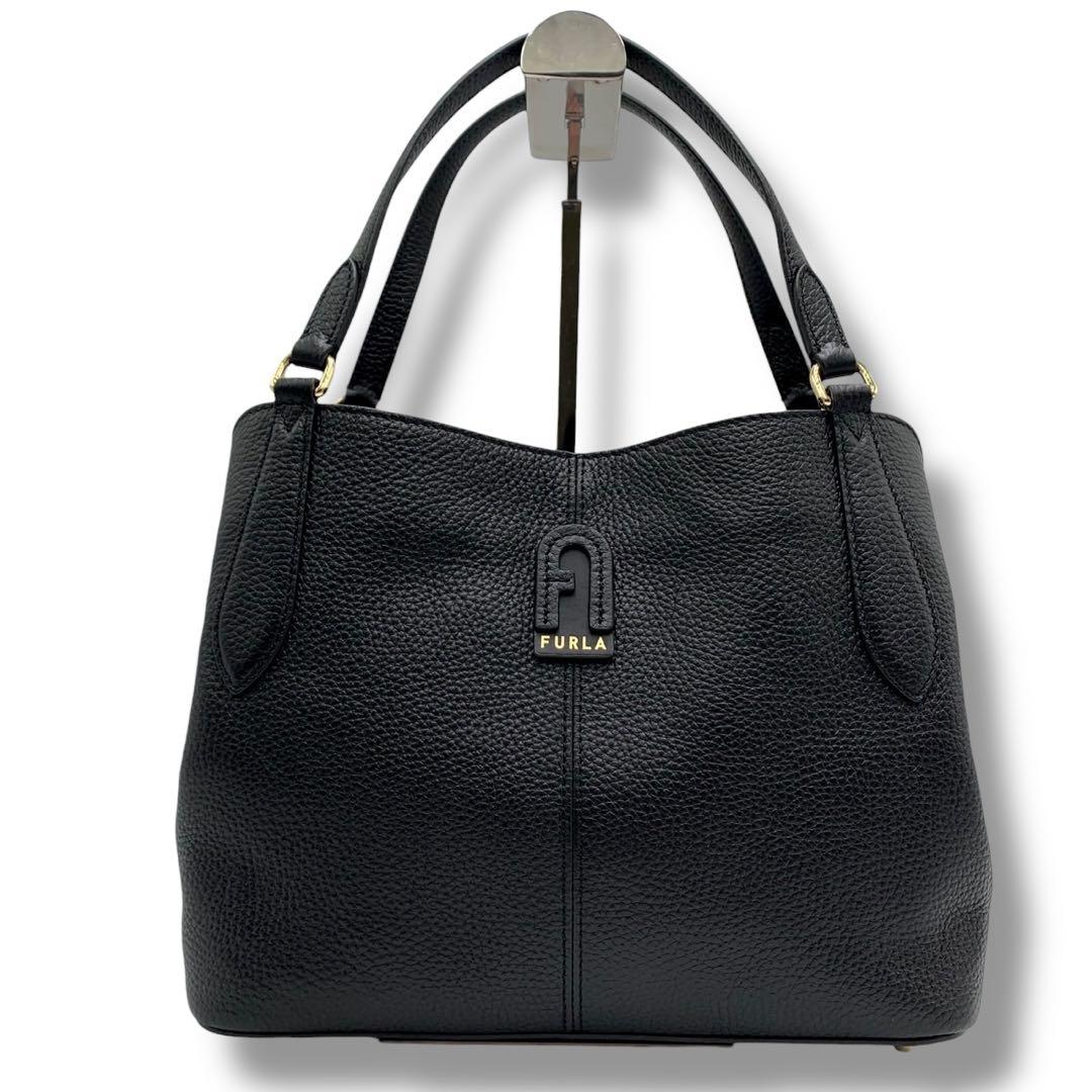 美品・現行✨フルラ ダフネ ハンドバッグ 2way ショルダー レザー ブラック