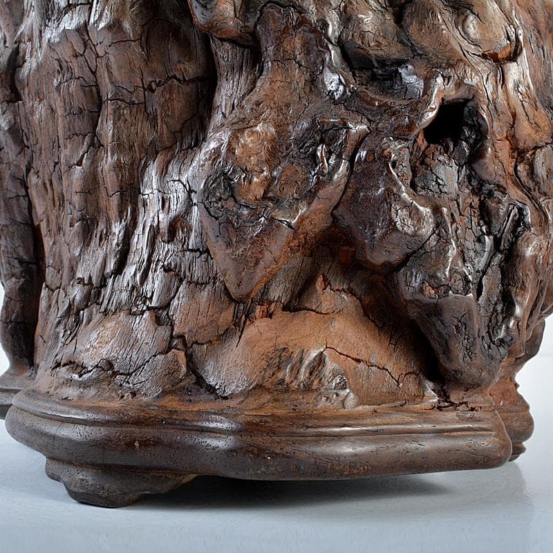 中国 唐木天然木瘤木 大筆筒 高さ約21㎝ 重さ約