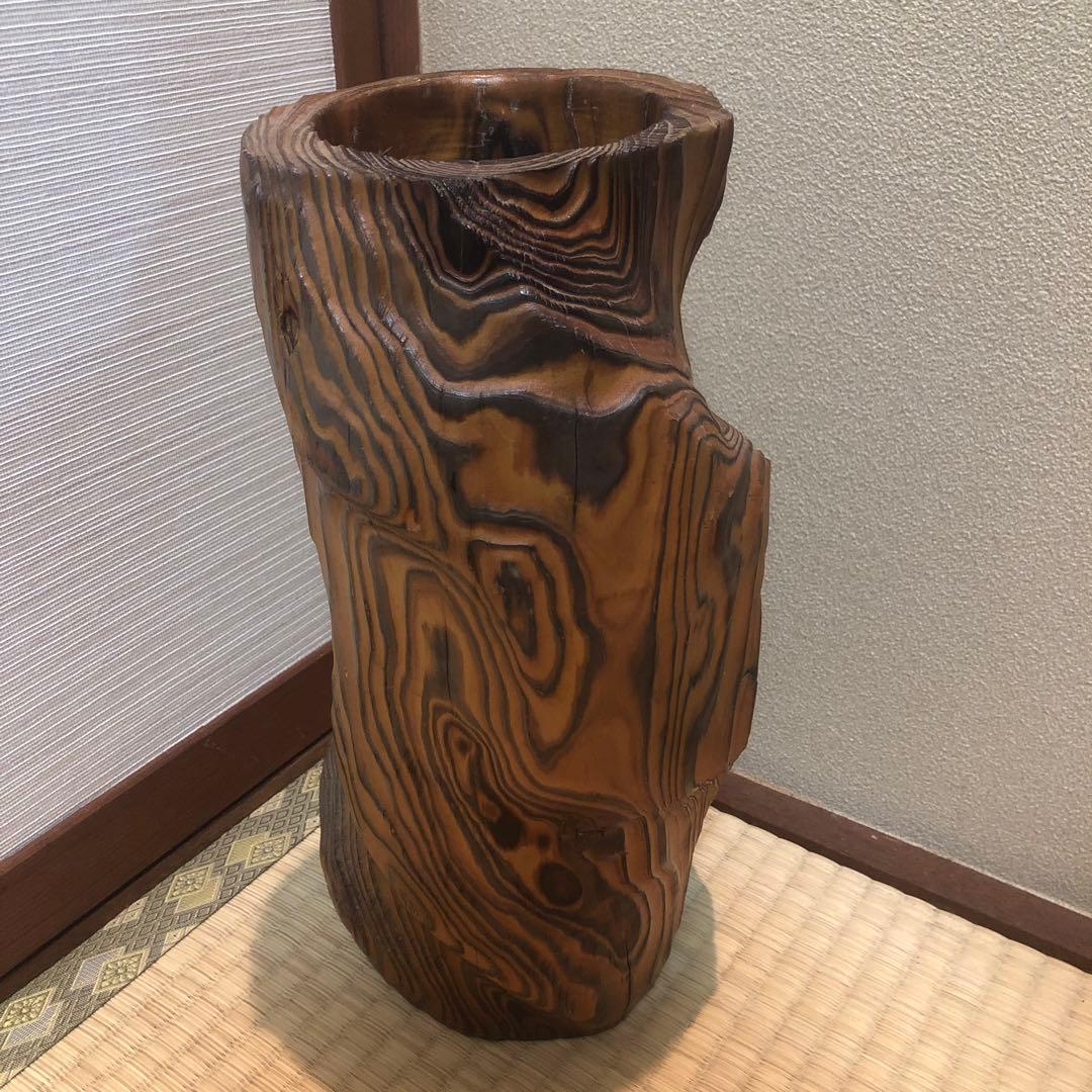 竹模様の漆塗り花台足取り外し可能