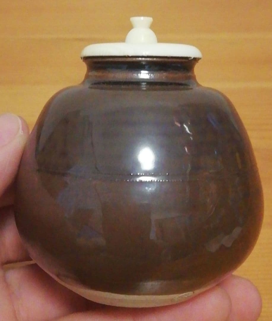 乾伸行作 利休物 茄子写 茶入 共箱 仕服付 略歴付 茶道具