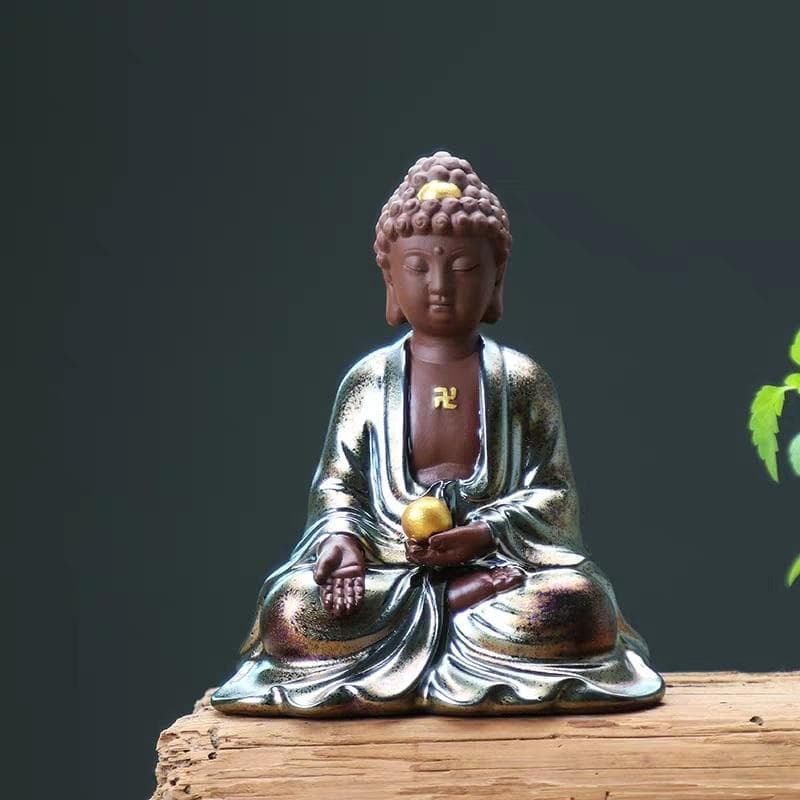 ミニ仏像　朱泥　宜興紫砂 朱泥仏像　唐物