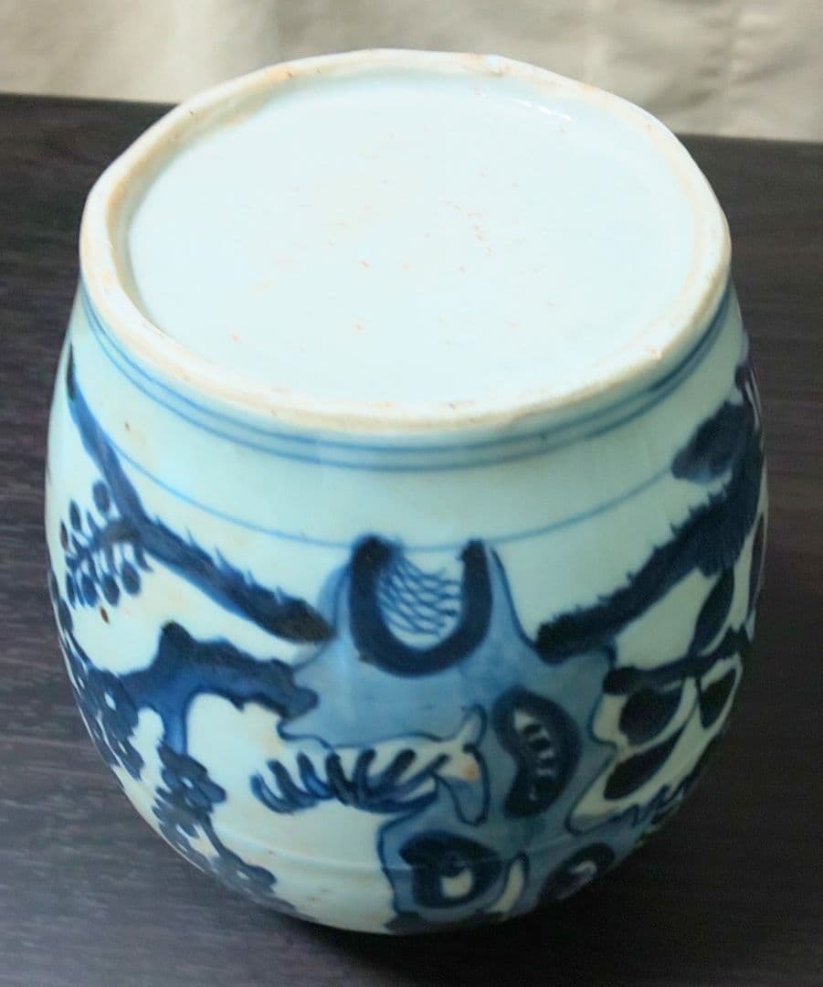 中国美術 白磁胴継染付 明 清時代 霊芝文 牡丹 花鳥模様