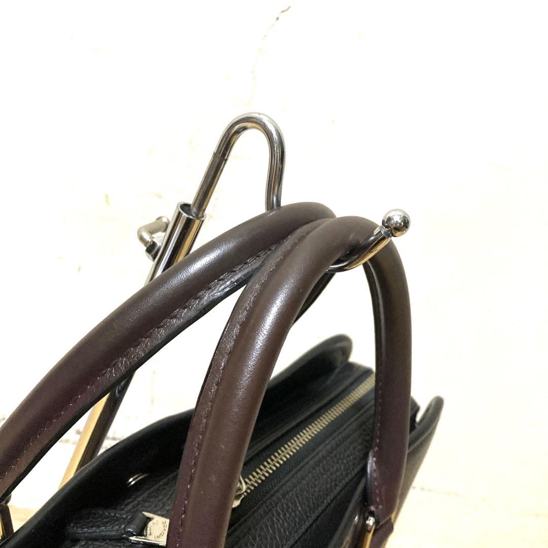 上美品 COACH ビジネスバッグ ブリーフケース オールレザー シボ加工