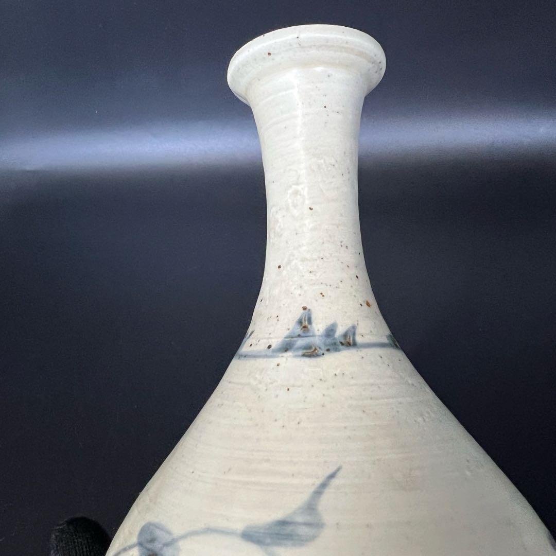江戸後期〜幕末 伊万里 白磁染付 鶴首徳利（花入） 民藝 古美術