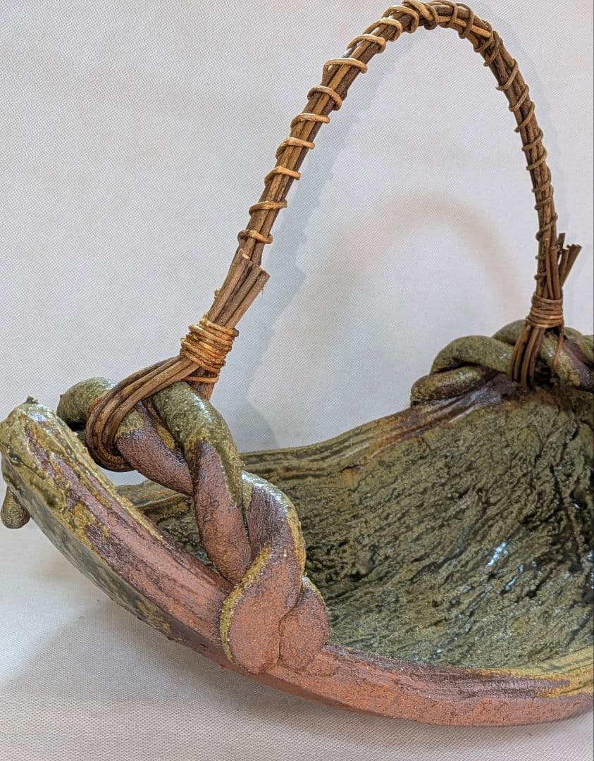 伊賀焼　大型花器　舟形　変形花器　花生け　花瓶　花入れ　フラワーベース　華道