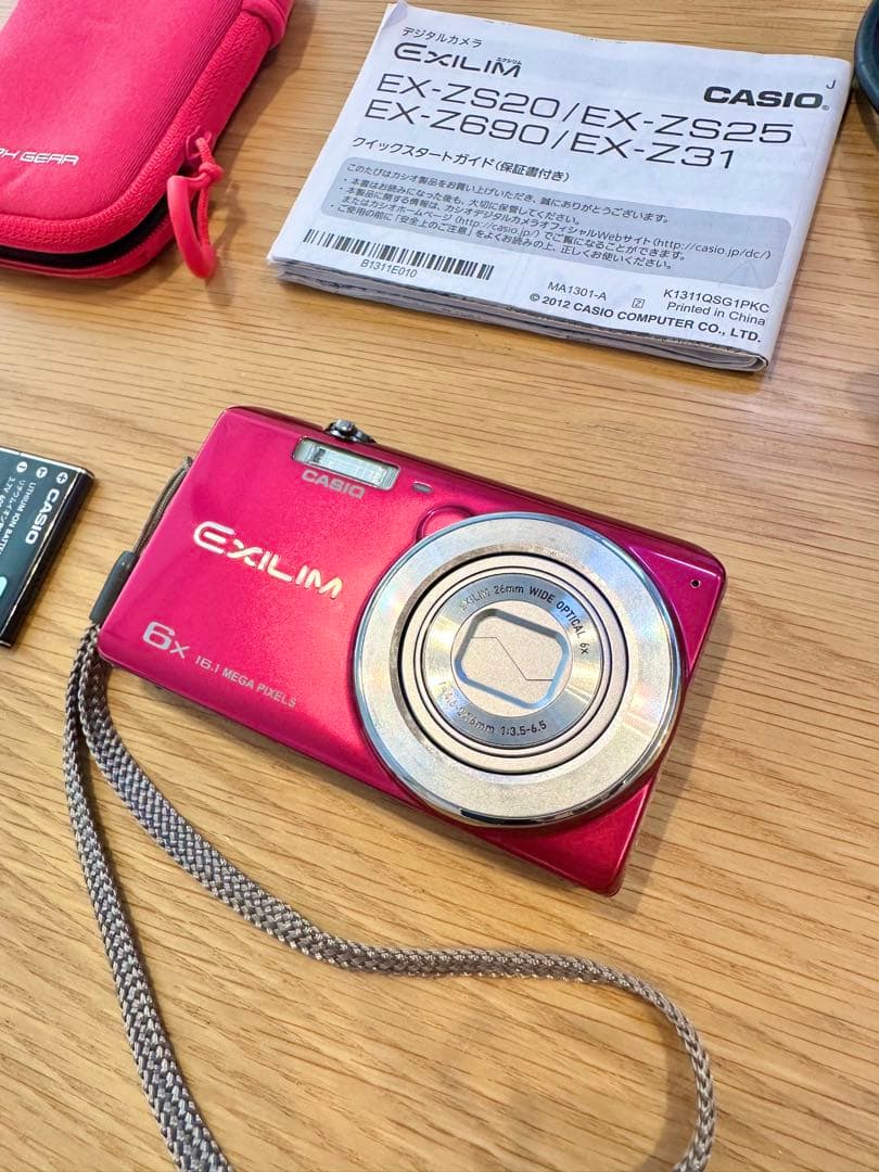 美品 CASIO EXILIM EX-ZS25 レッド バッテリー デジカメ - メルカリ