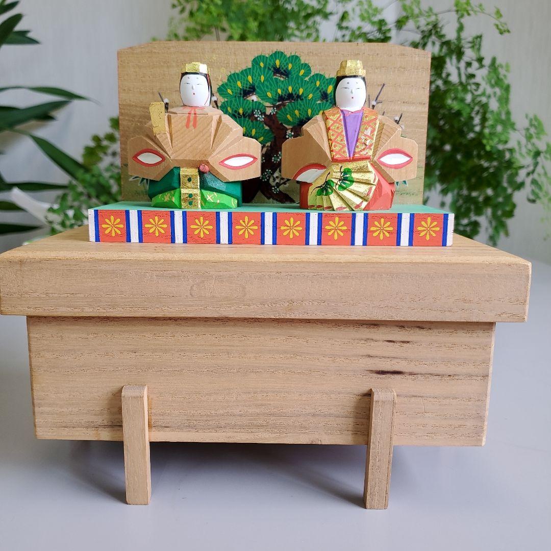 豆*様 川口神泉作　木製奈良一刀彫の雛人形セット