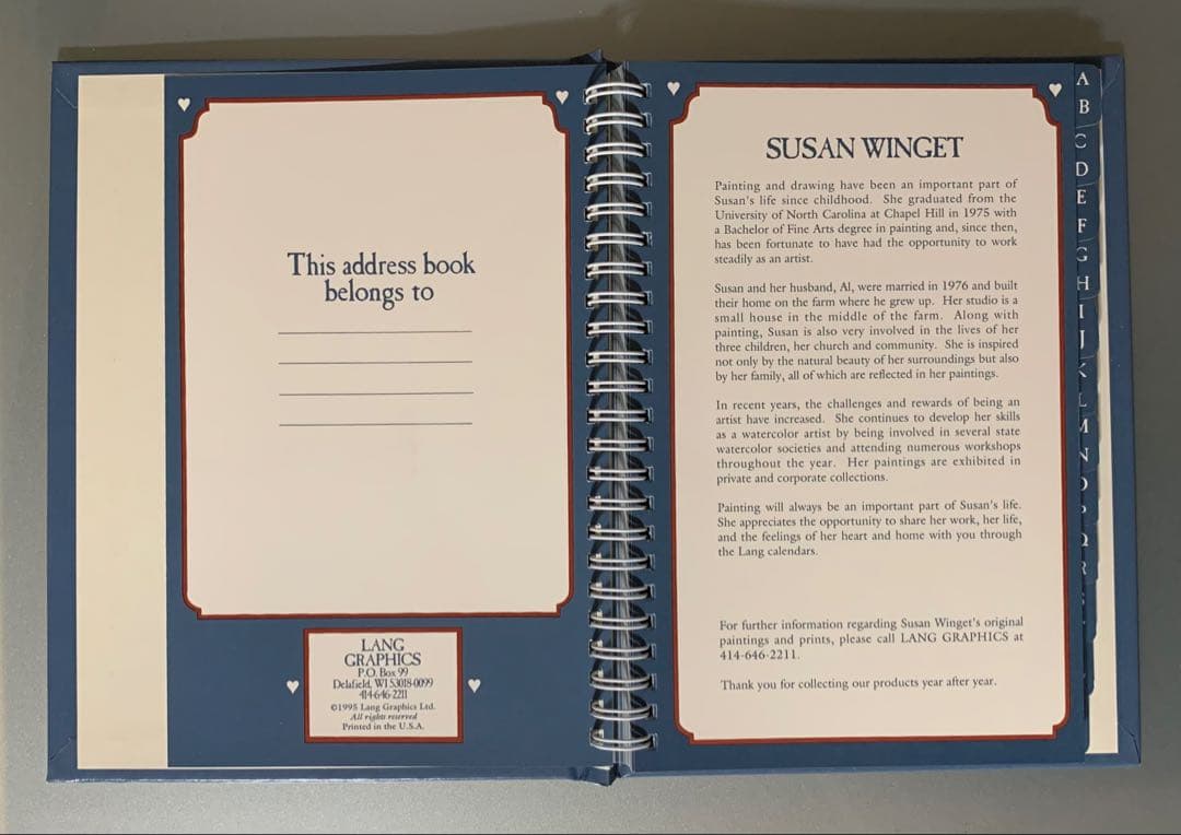 ラング社 SUSAN WINGET アドレスブック レトロ ヴィンテージ