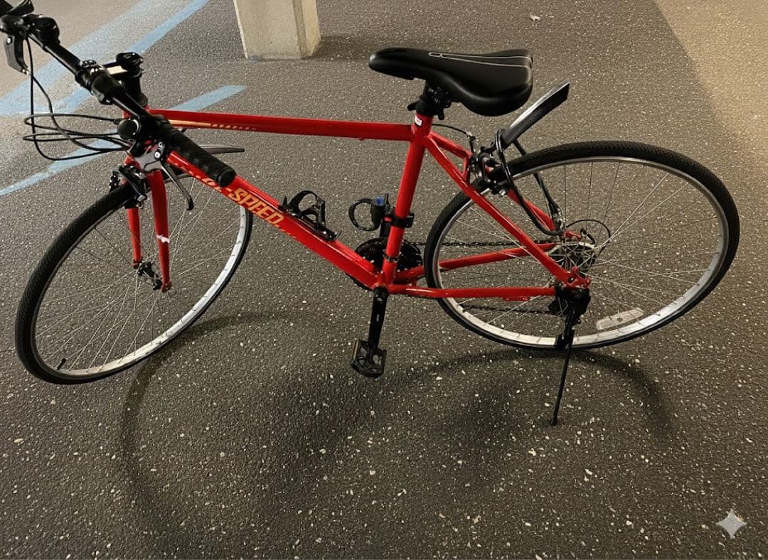 レッド クロスバイク アルミフレーム
