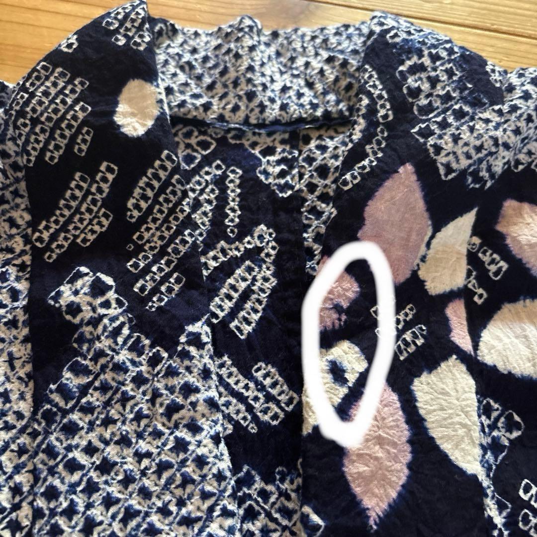 【SALE】有松鳴海絞り浴衣 花繋ぎ 手縫い 身丈153.5 藍染 絞り 浴衣