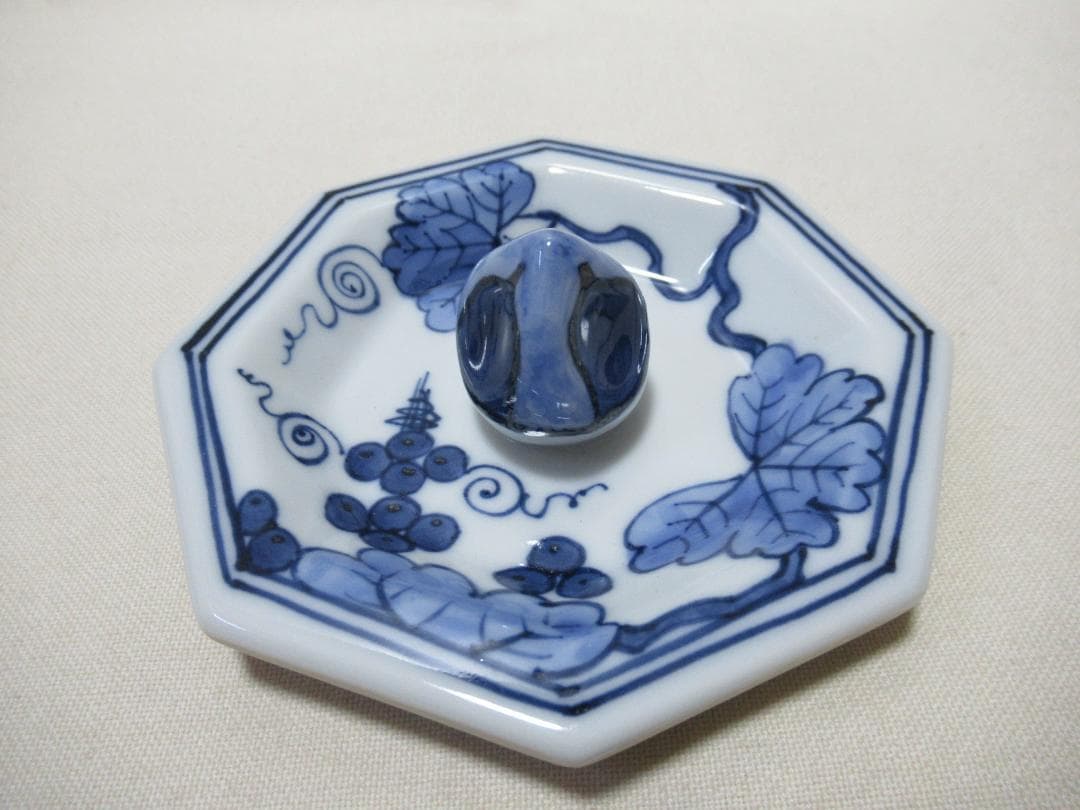 平安 景雲造 染付ぶどう棚絵 水指 共箱