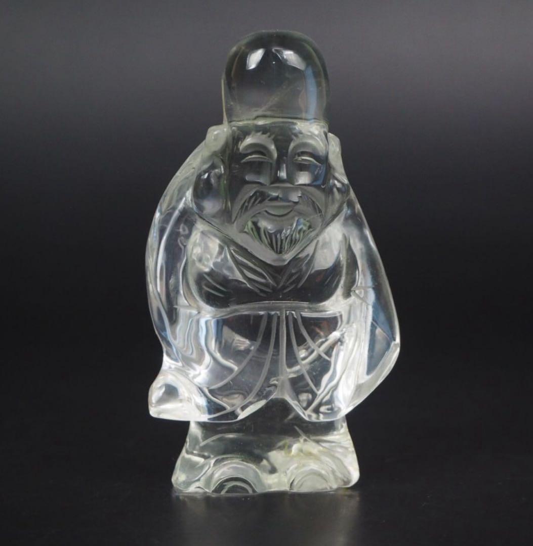 送料無料　透明感よい天然水晶　寿老人　高　7.5ｃｍ　重96ｇ　本物保証