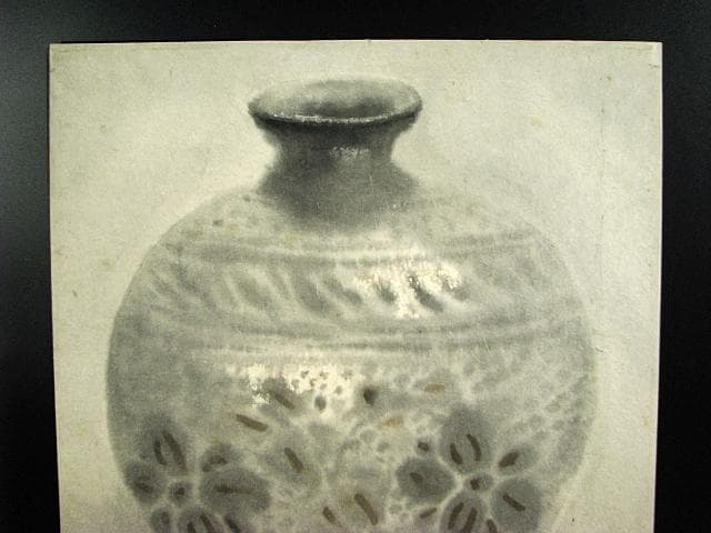 穐月 明 花の絵のある 花瓶 日本画 額装 肉筆 184 - メルカリ