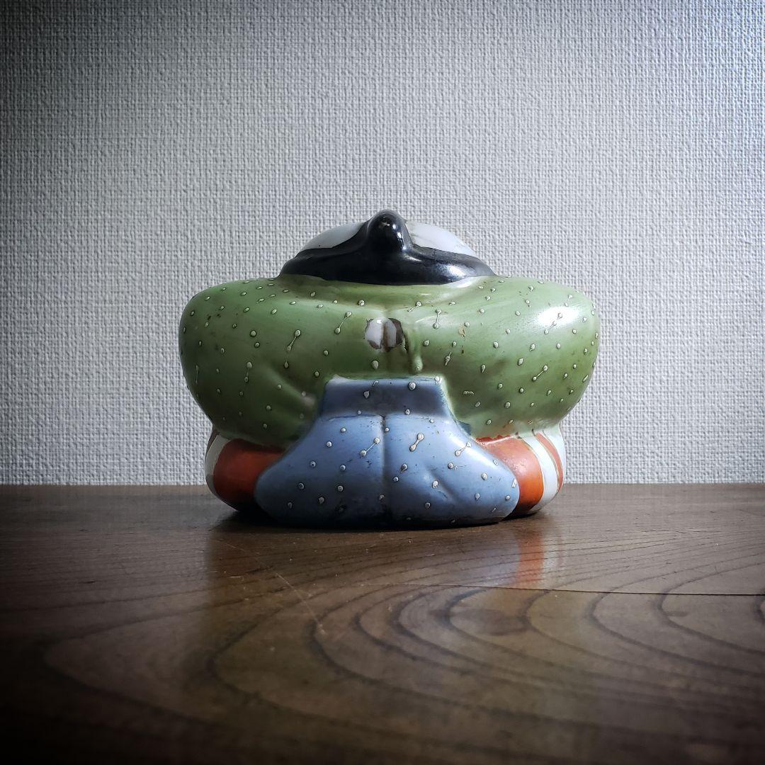 福助置物アンティーク 古い 福助人形 手招き 縁起物 商売繁盛 色絵 時代品
