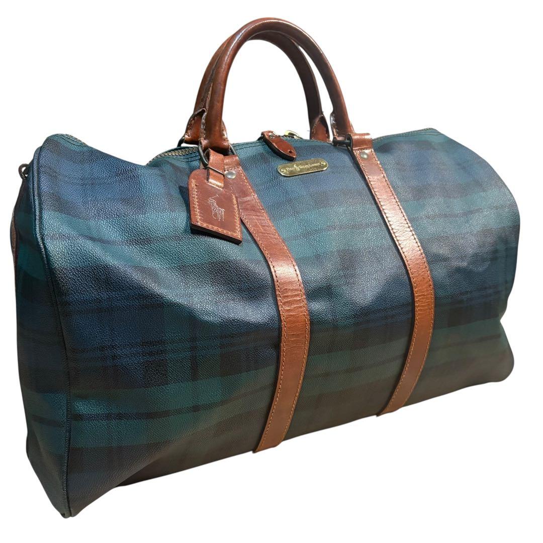 ポロ ラルフローレン ボストンバッグ ブラックウォッチ PVC レザー