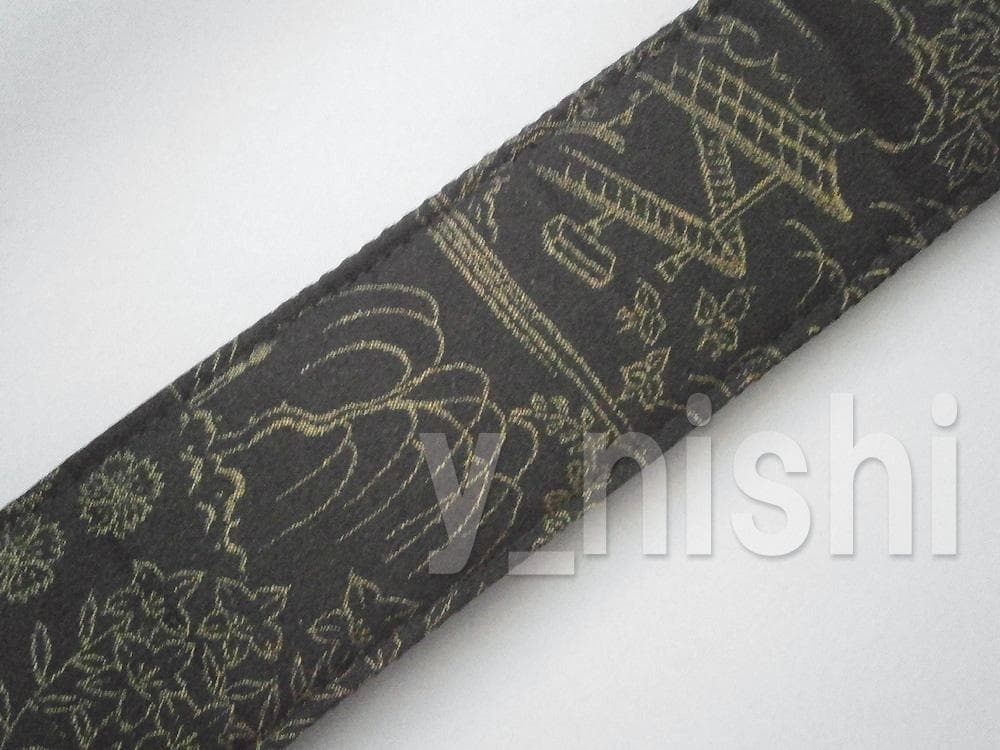 着物シリーズ 古都/黒 和柄ギターストラップ Kimon Series