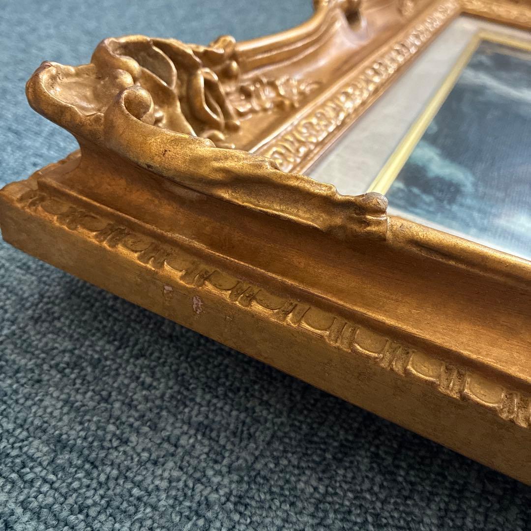 ギュスターヴ クールベ 鹿のすみか、冬 油絵 複製 F6号 額縁付き