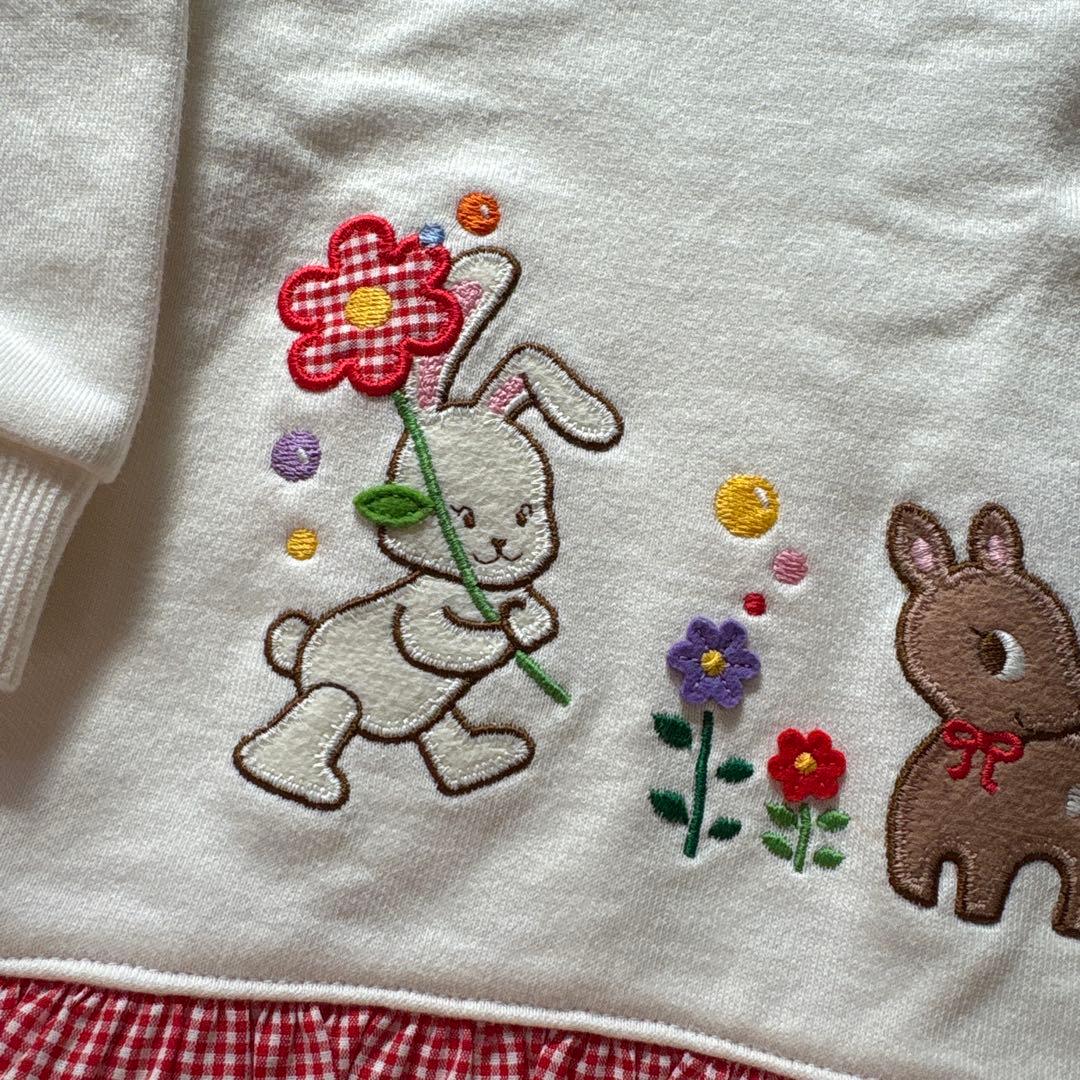 ミキハウス mikihouseチエコサクウサギ刺繍付きトレーナー 90cm