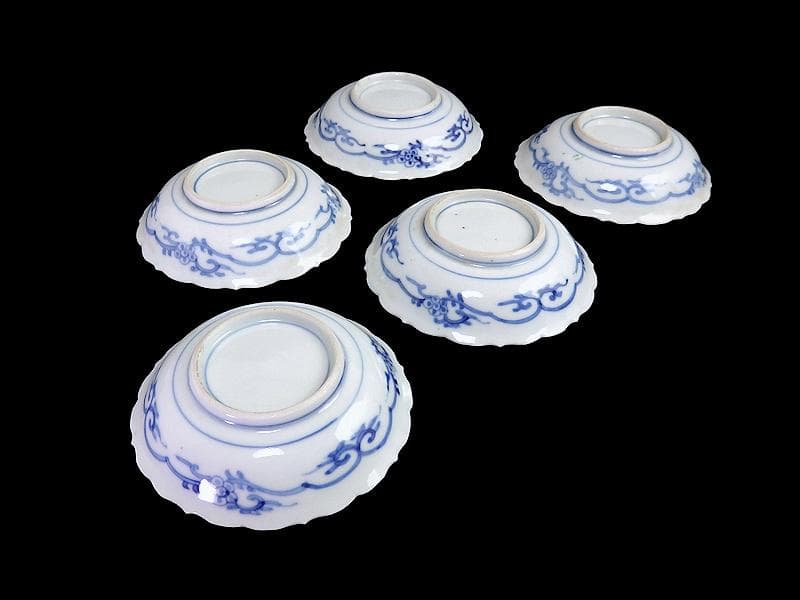 大聖寺伊万里 金襴手 金唐草に亀甲紋の図 4寸皿 5枚 A542AS-DAyの