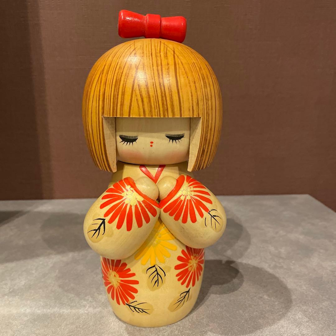 こけし 2体セット 宮下はじめ 作 菊童子 おとめ菊 大きめ 昭和 札 箱 あり