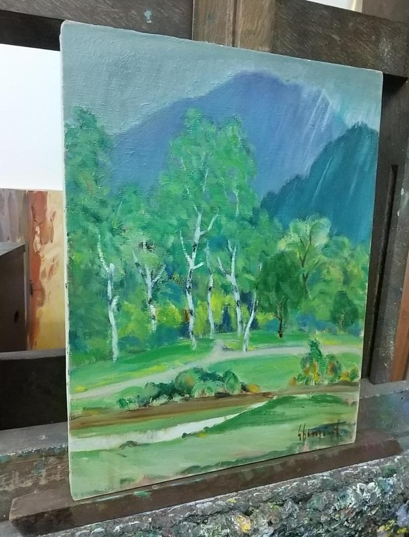 「軽井沢雨」F6　絵画 油絵 油彩画 風景画 アート