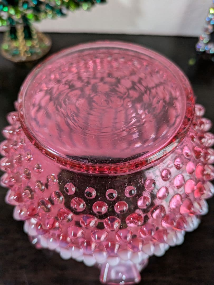 フェントン ラージ ピンクホブネイルオパルセントガラス ラウンド