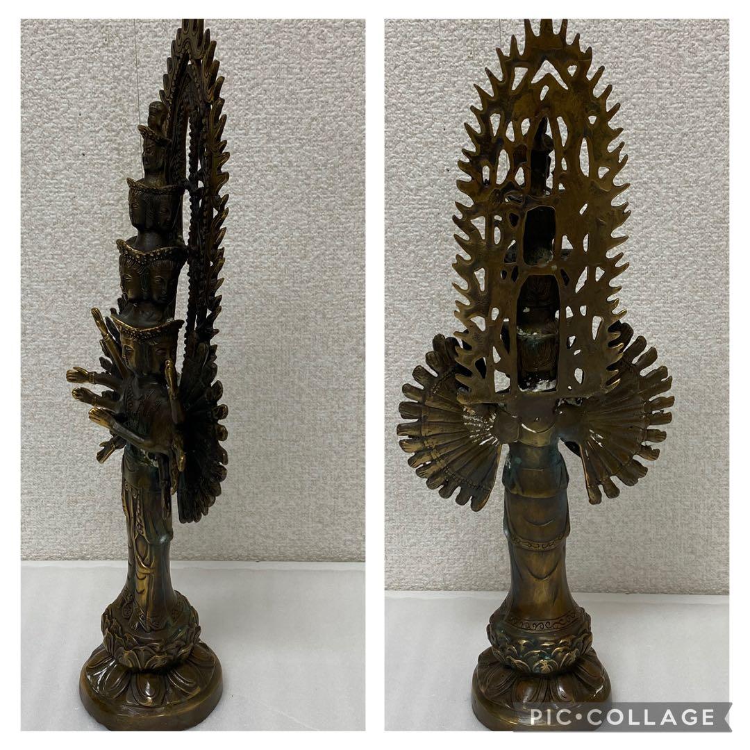 3-2331 十一面千手千眼観世音菩薩 黄銅 病気平癒 災難除け 延命長寿 3