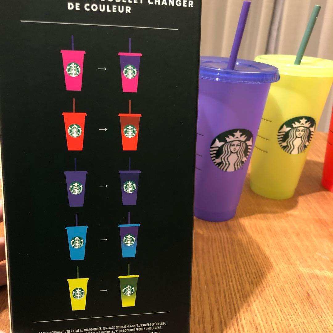 5個】カラーチェンジング リユーザブル コールドカップ709ml