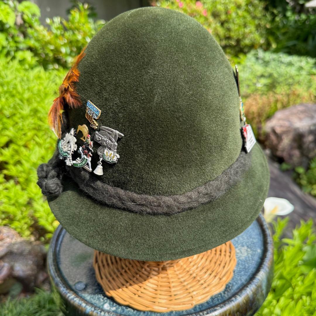 ドイツ チロリアンハット オクトーバーフェスト オリーブグリーンの