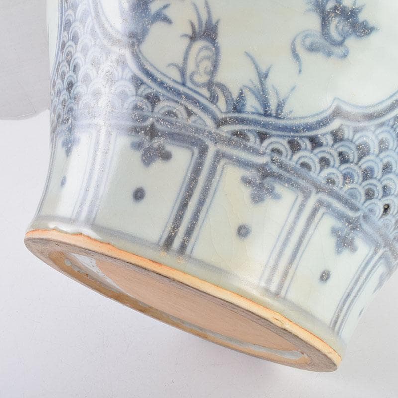 中国 青花 花弁神獣文 花瓶 壺 C 8943A