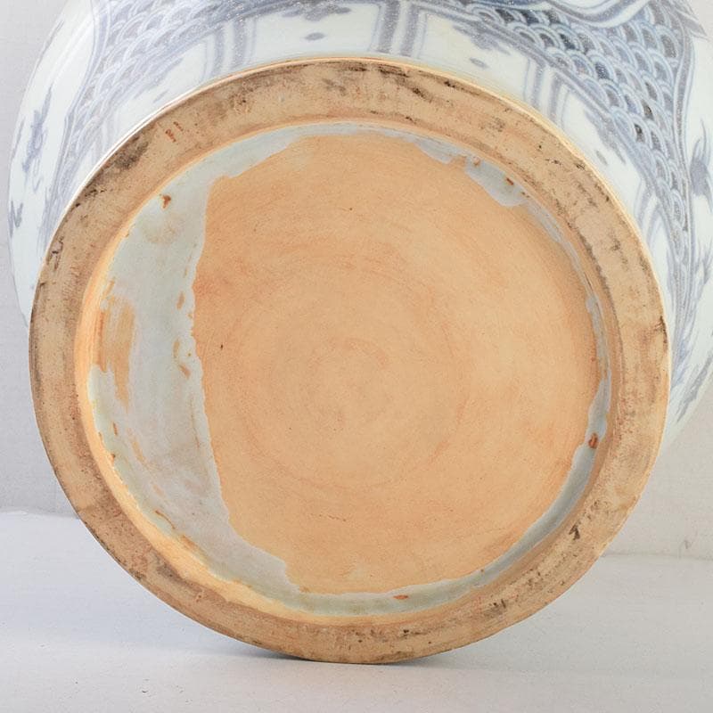 中国 青花 花弁神獣文 花瓶 壺 C 8943A