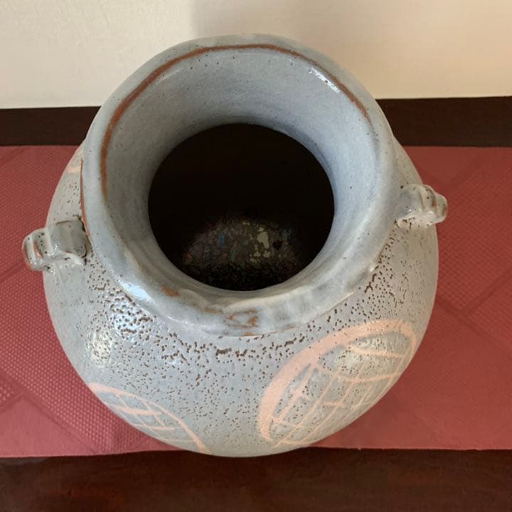 藤原敬介 鼠志野 耳付壺 備前焼 志野焼