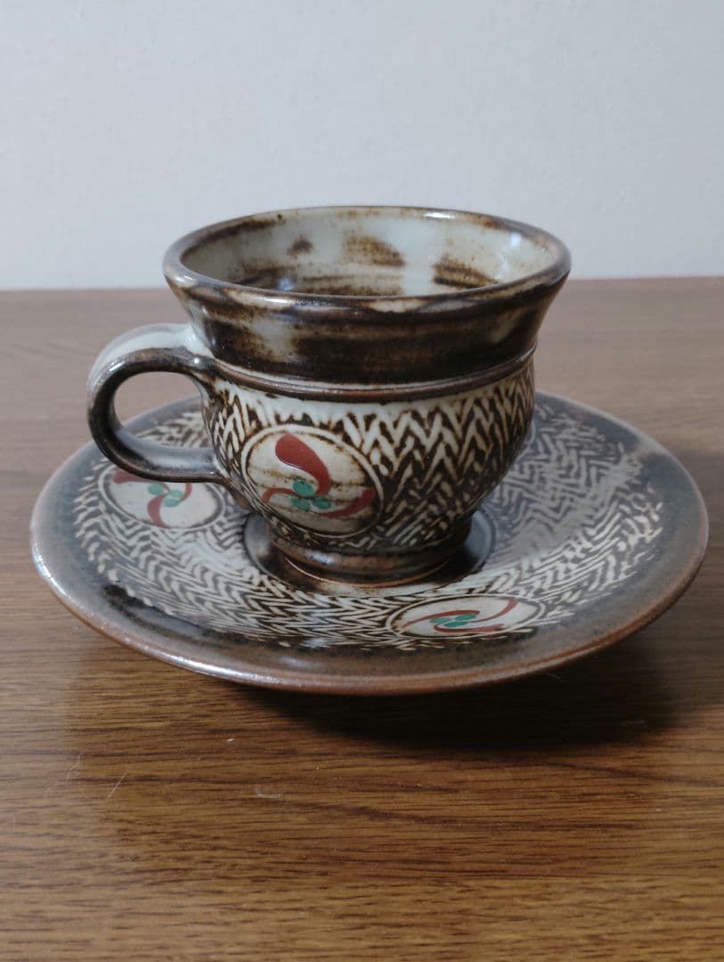 人間国宝 島岡達三 コーヒーカップ&ソーサー 珈琲碗