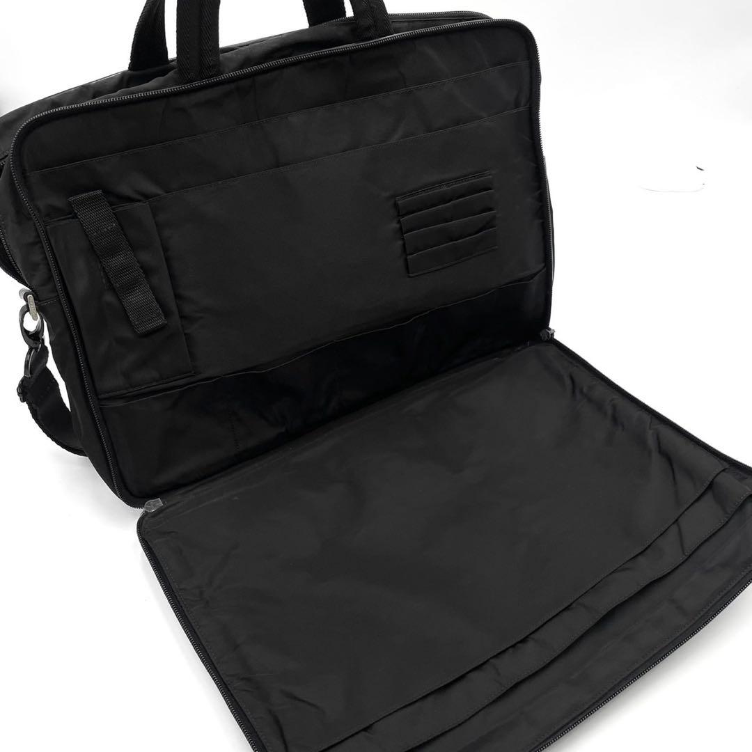 【美品】プラダ 三角ロゴ 2way ビジネスバッグ 斜め掛け プレート ブラック