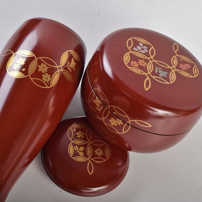 茶道具 うるみ塗 七宝蒔絵 利休茶箱 棗 黒楽茶碗など 七点 一式 MR9482