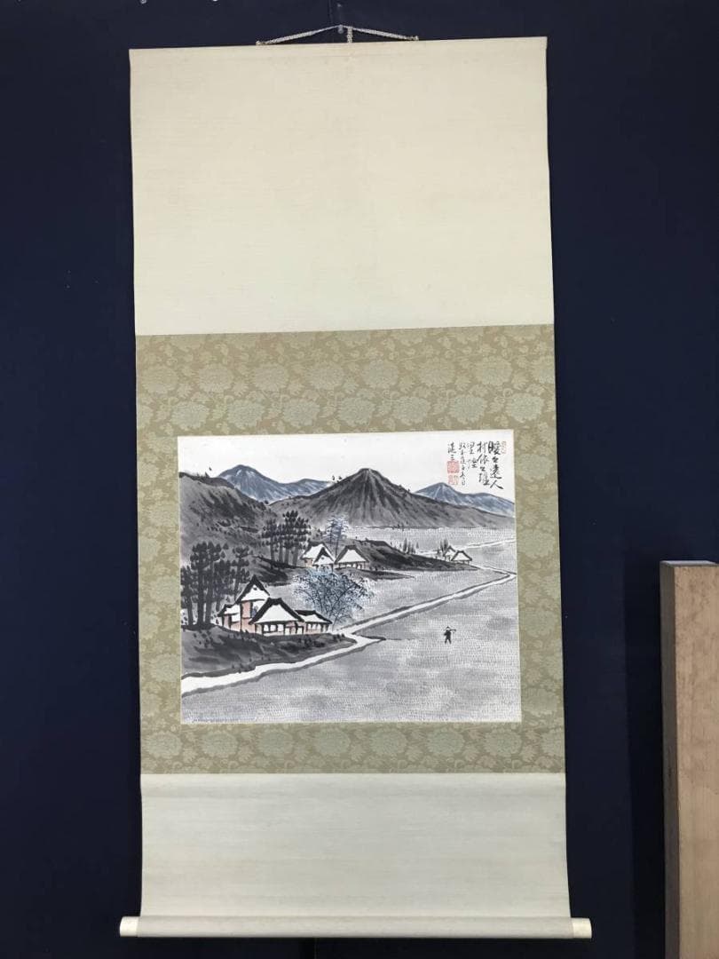 真作/小田杏逸/前茶之図/山水図/人物図/お茶図/掛軸/名家伝来/AE-94