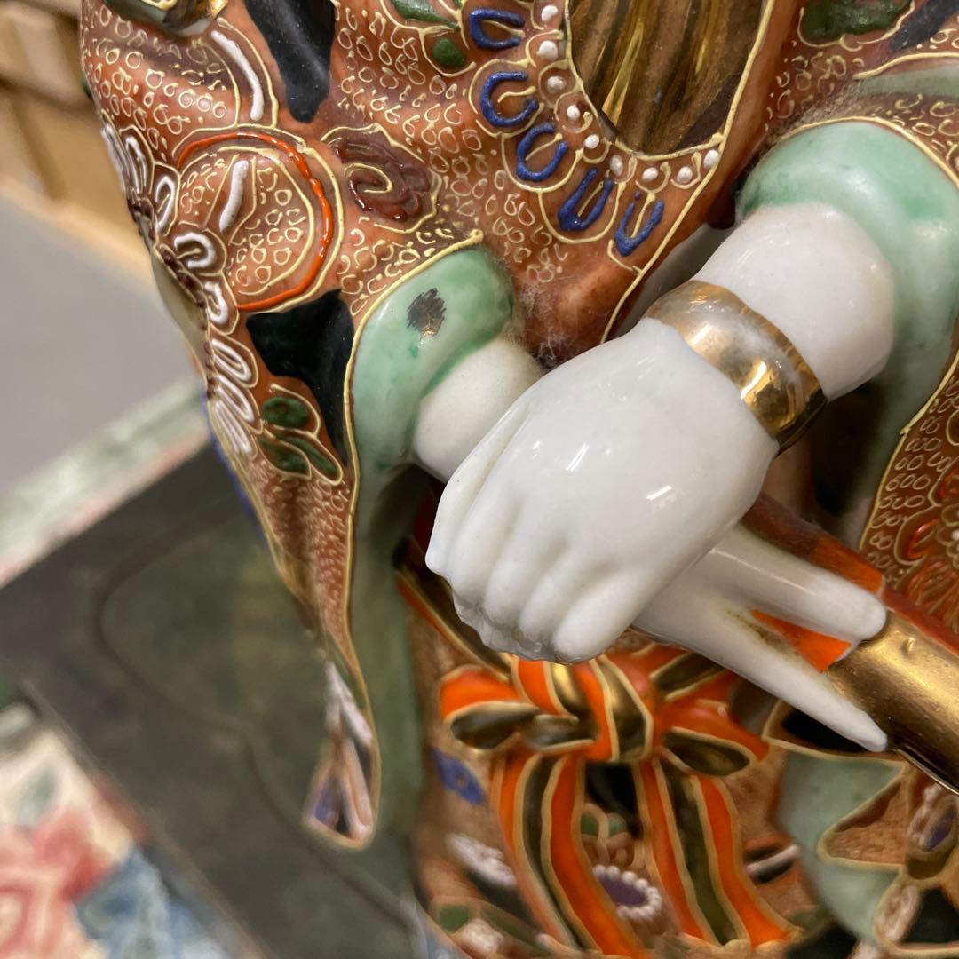 金彩九谷観音像 石川県九谷焼 優しい顔立ち 古美術 骨董 アンティーク