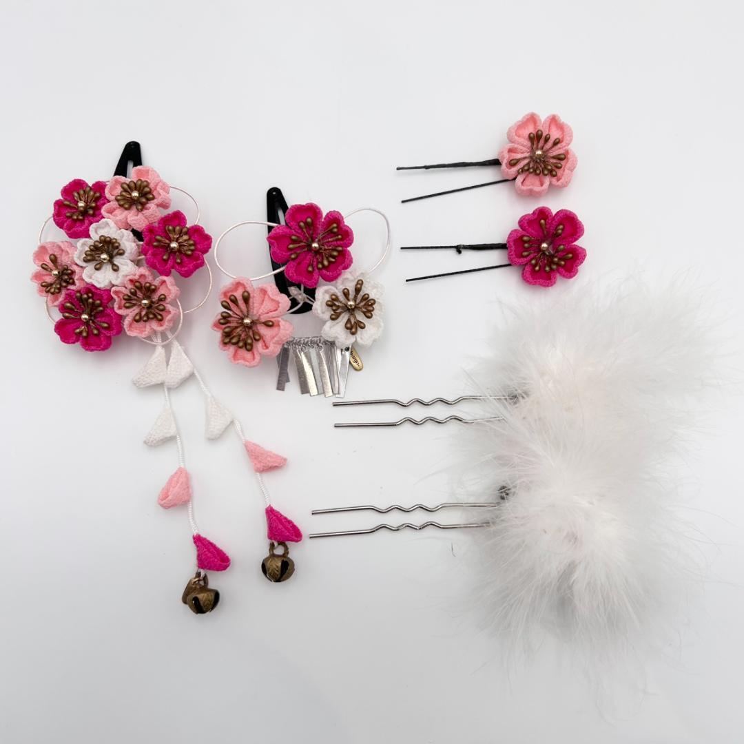 成人式　着物　和装　草履　ぞうり　鞄　カバン　髪飾り　まとめ売り　花柄　ピンク系