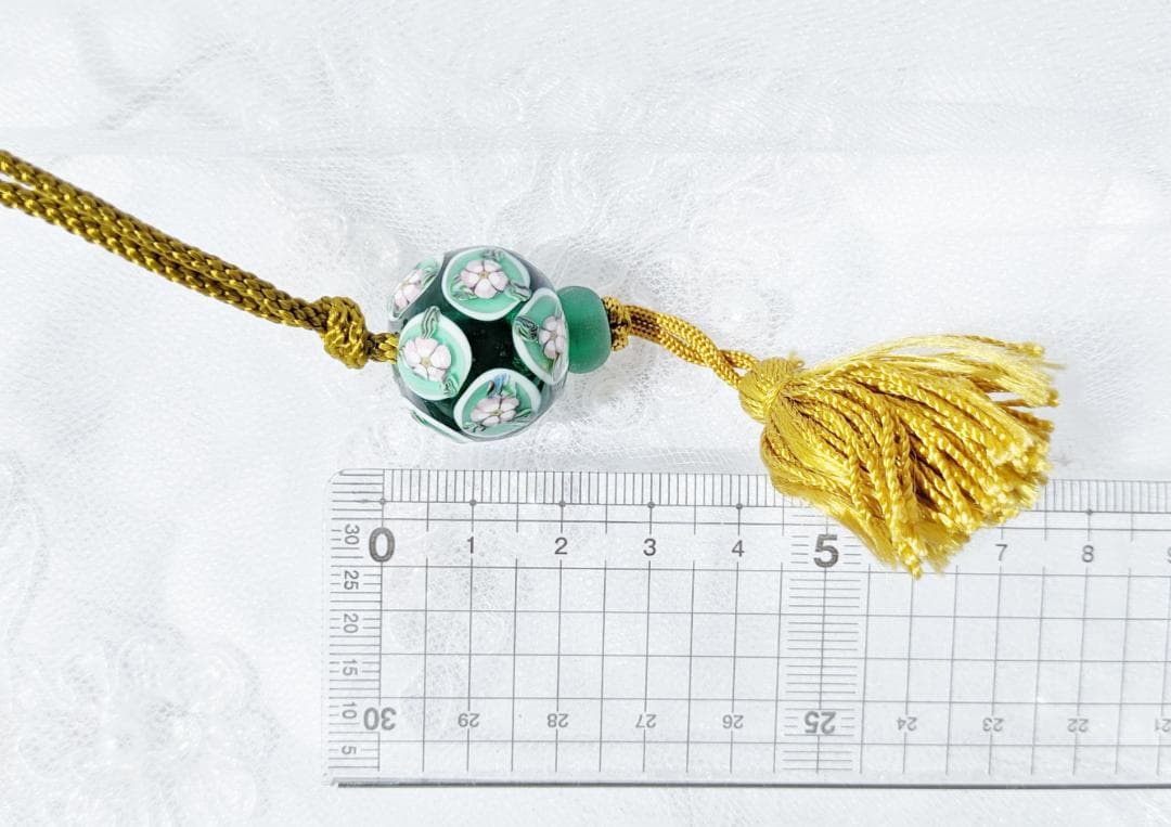 吉田正子トンボ玉（貳拾壹） 「江戸組み紐」ネックレス ガラス玉に込め