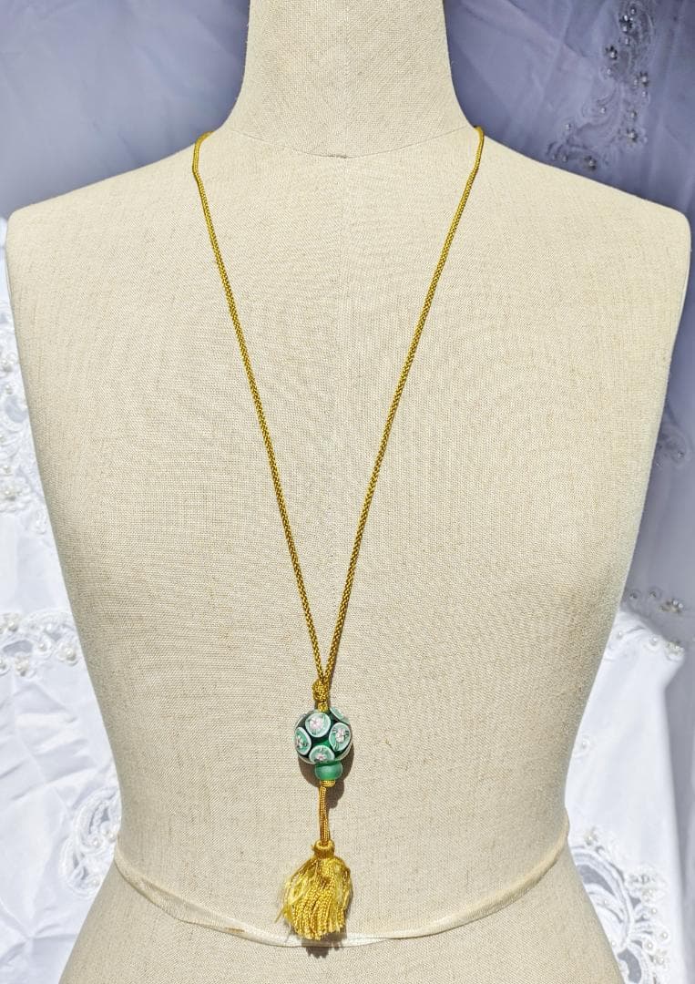 吉田正子トンボ玉（貳拾壹） 「江戸組み紐」ネックレス ガラス玉に込め