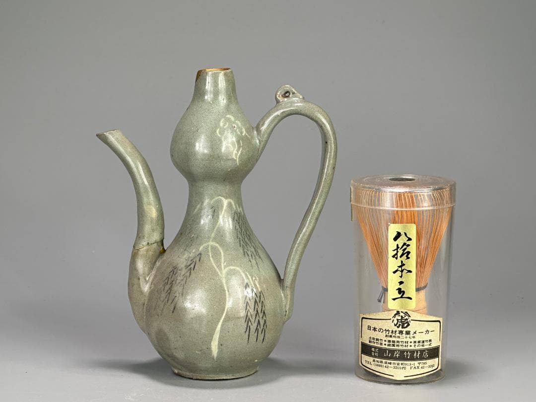 韓国美術 高麗～李朝時代 高麗青磁 象嵌魚柳文 急須 水注 金