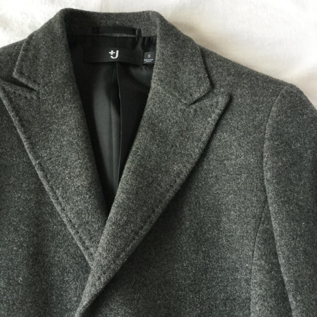 ユニクロ ＋J カシミヤブレンドチェスターコート S ダークグレー