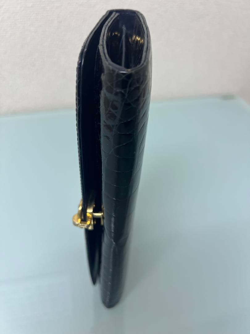 希少★GINO TROMBA シャインクロコダイル ショルダー付クラッチバッグ
